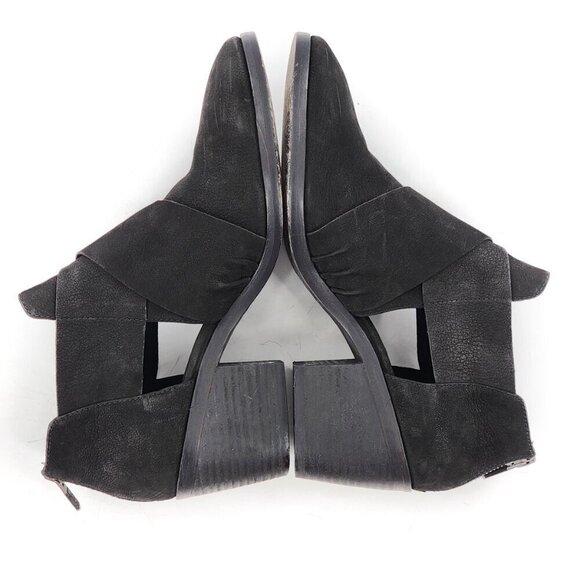 EILEEN FISHER Walt Cross Strap Bootie Black Nubuck Leather Zip - Picture 7 of 11